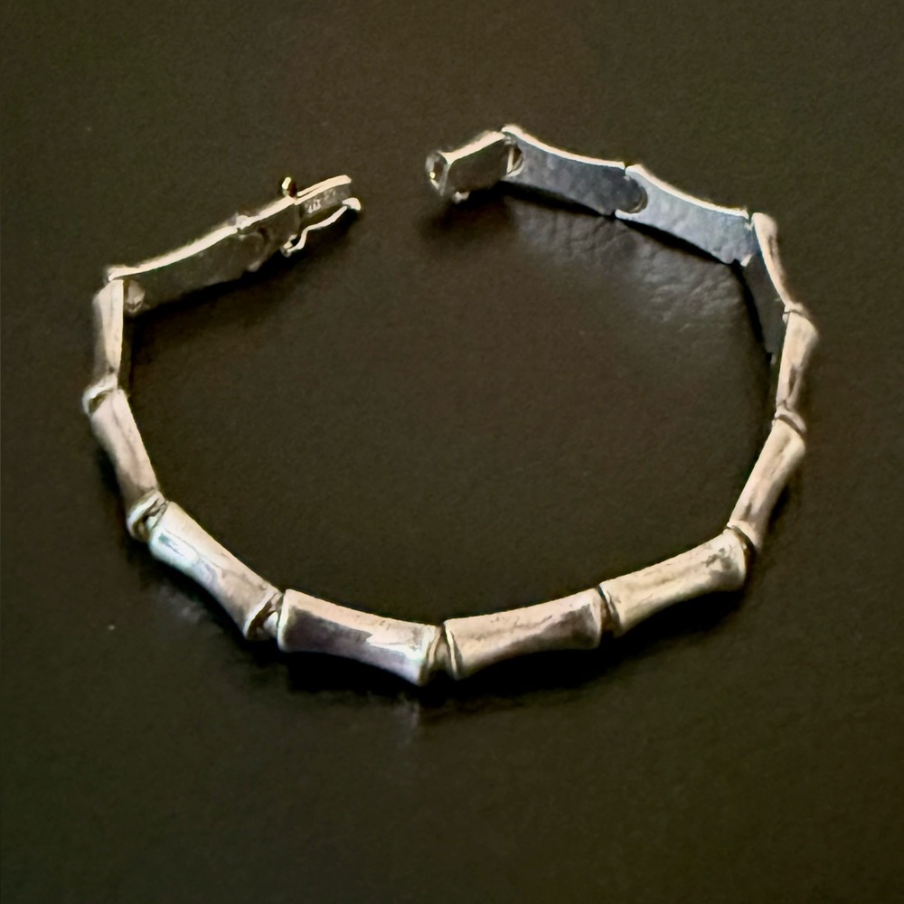 Vintage .925 Sterling silver bamboo design bracelet made in Italy.